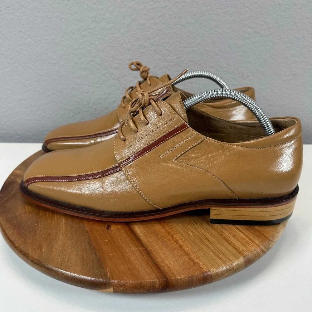 Zappo & Co. Leather Oxford Dress Shoes Square Toe Lace Up 8.5 Eclecticgrandpa‎